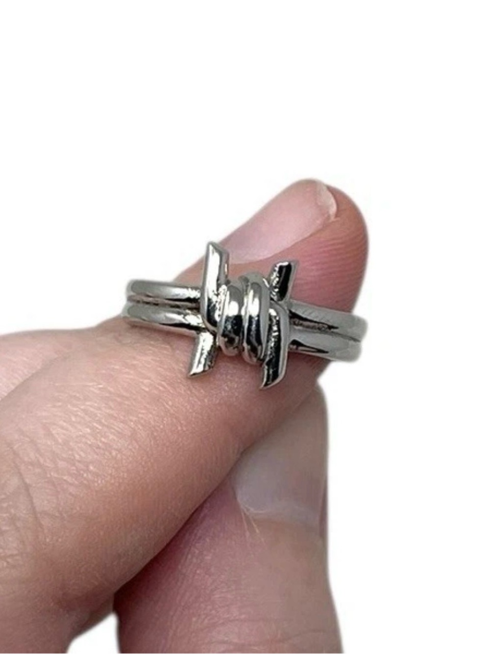 Vitaly “Perimeter” Silver Stainless Steel Size 7 Ring Streetwear Barbed Wire